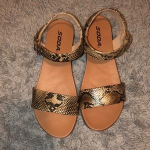 Platform snake print sandals